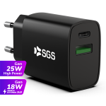 SGS STCPDGAN25W-BK Caricatore Usb-A To Usb-C 25W Black