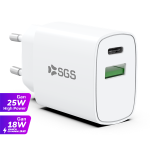 SGS STCPDGAN25W-WH Caricatore USB 1xUSB-A 1xUsb-C 25W