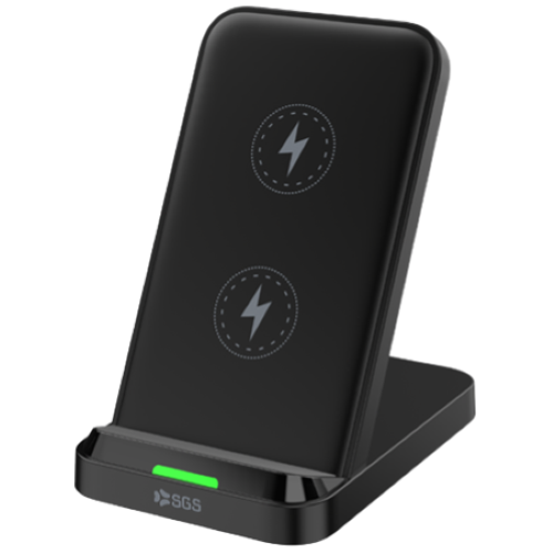 SGS WRLSCHRG-2IN1BK 2-In-1 Stand Base Ricarica Wireless 2 In 1 Black