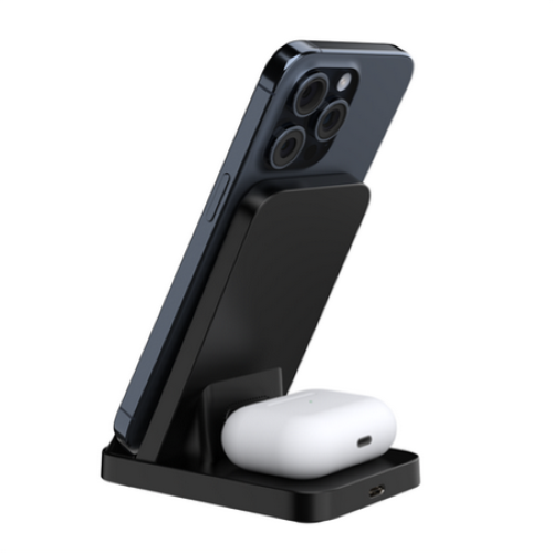 SGS WRLSCHRG-2IN1BK 2-In-1 Stand Base Ricarica Wireless 2 In 1 Black