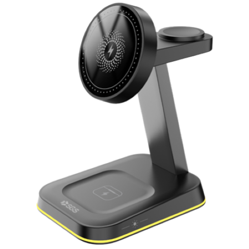 SGS WRLSCHRG-3IN1BK 3-In-1 Stand Base Ricarica Wireless Magsafe 3 In 1 Black