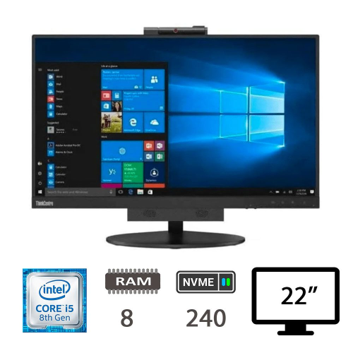 Lenovo Thinkcentre AIO TIO22 i5-8400T 8Gb+256Gb 23,8" Windows 11 Pro Ricondizionato Grado A 2 Anni Garanzia