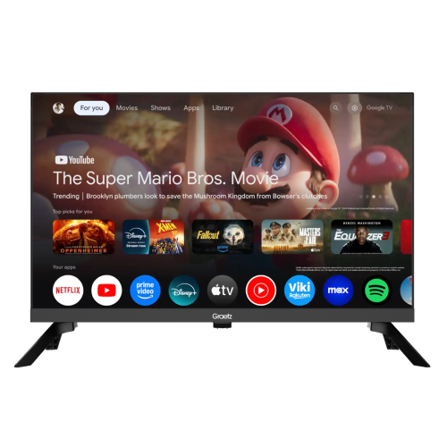 Graetz GR24G1300 Smart Tv 24" HD Con Due Telecomandi+Presa 12V per auto