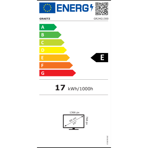 Graetz GR24G1300 Smart Tv 24" HD Con Due Telecomandi+Presa 12V per auto