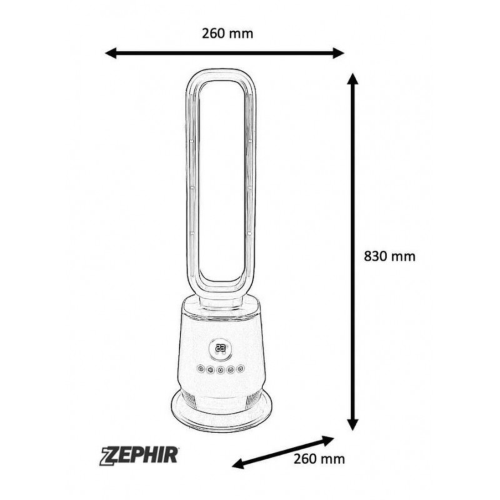 Zephir TW7000BL Termoventilatore Ceramico senza Pale a Torre 2000W Grigio