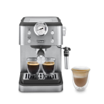 DeLonghi CLASSIC EM450.M Macchina da Caffè Manuale Espresso e Cappuccino Polvere o Cialde 1.7L, Potenza 1325W, 15bar, Metal