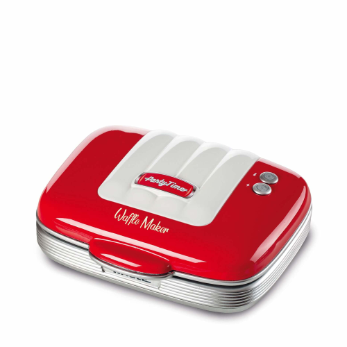 Ariete 1973 Waffle Maker Party Time - Piastra Elettrica per Waffle - Piastre Antiaderenti - 700 W Rosso