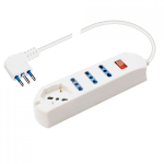 PolyPool Multipresa "MultiSIZE"  3 Prese 10A+ 1 Presa Schuko Con Spina 90° Cod.2530