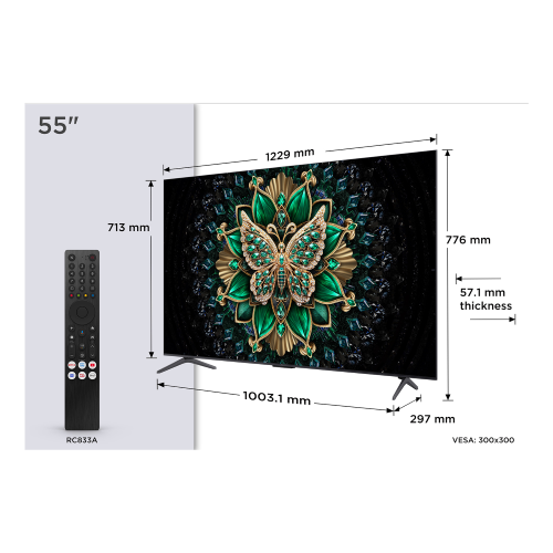 TCL 55C69K Serie C69K Smart TV QD-MiniLED 4K 55" 144Hz, audio Onkyo 2.1, Dolby Vision IQ Atmos, Google TV