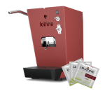 Lollo Lollina+ Caffè Macchina Del Caffè A Cialde Rossa + 40 Cialde Lollo Compostabili Classico