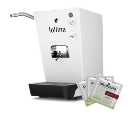 Lollo Lollina+ Caffè Macchina Del Caffè A Cialde Bianca + 40 Cialde Lollo Mix Classica