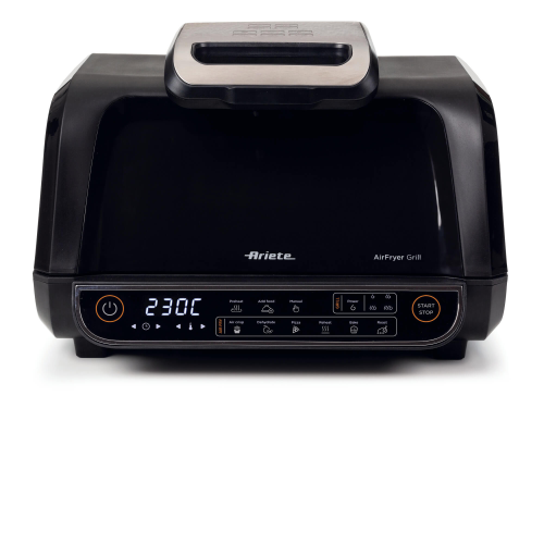 Ariete 4635 Air Fryer Grill, Friggitrice ad aria e Griglia, Bistecchiera,1700W, Capacità 8L, Friggi e Griglia, 8 funzioni di cottura, Timer, Nero