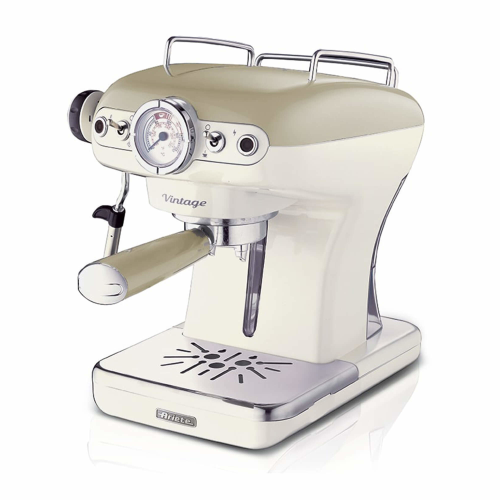 Ariete 1389 Macchina da Caffè Espresso di Design - per Polvere e cialde ESE - filtro 1 e 2 tazze montalatte 850W Linea Vintage - Beige