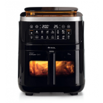 Ariete 4636 Friggitrice ad aria con funzione vapore+ Grill, 1700W, Funzione essiccazione 10 funzioni di cottura, Cestello trasparente, Timer, Luce interna, Nero