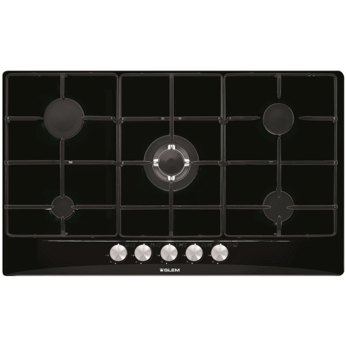 Glem Gas GT955 Nero Piano Cottura Da incasso 90 cm 5 Fornelli gas