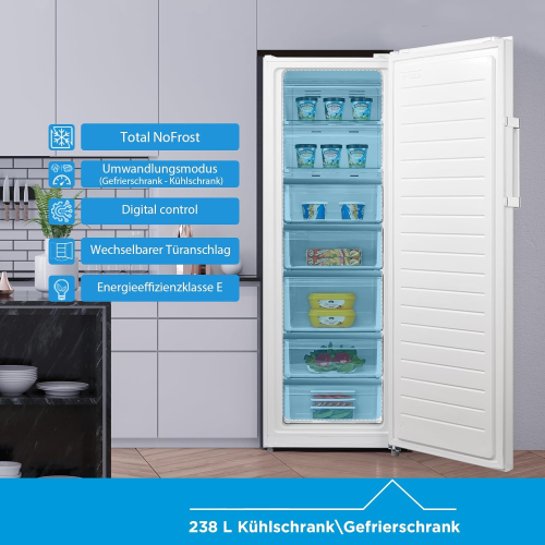 Midea MDRU333FZE01 Congelatore Frigorifero Altezza 172,2 cm No Frost 238Lt Classe E