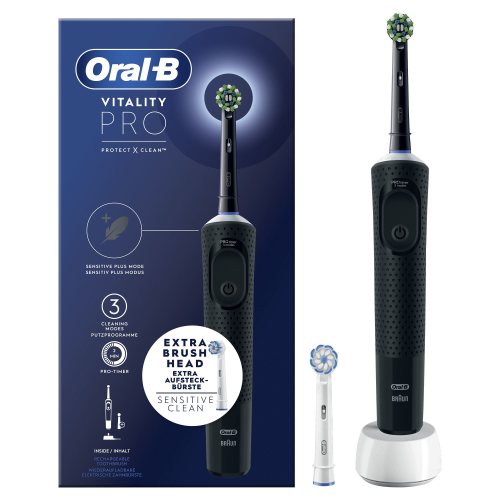 Braun Oral-B Vitality Spazzolino Elettrico Ricaricabile Pro Nero, 2 testine