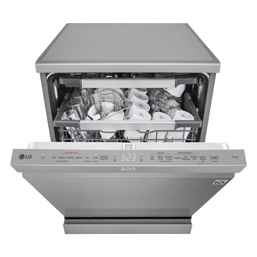 LG QuadWash DF587HVS Lavastoviglie libera installazione Serie 5, Classe A-10%, 14 coperti Vapore, Wi-Fi, Grigia