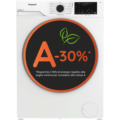 Hotpoint Ariston HB 103 CARE IT, Capacità 10kg, classe A -30%, Motore Inverter, 1400 giri Display digitale XL, Vapore