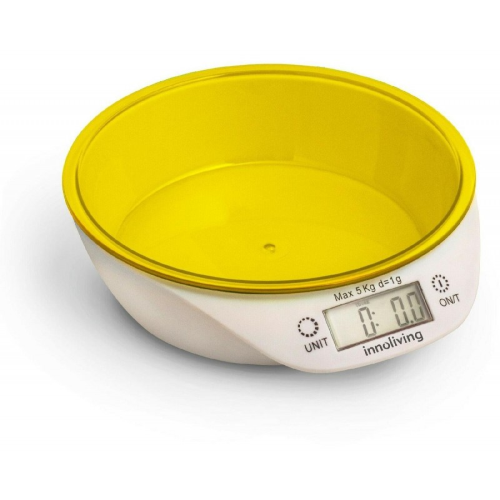 Innoliving INN133Y Bilancia da cucina con ciotola peso massimo 5 Kg Giallo