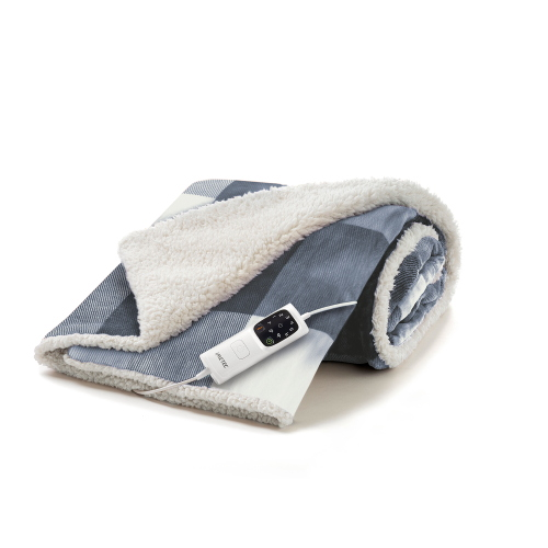 Imetec CaldoPlaid Tartan Grey Plaid Riscaldabile, Morbida Coperta Elettrica 160x120 cm 6 temperature lavabile
