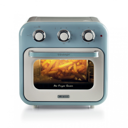 Ariete 4632 Friggitrice ad aria e forno Vintage, 1400W, 2in1, Capacità 16L, Accessori inclusi Timer 60 minuti, Doppio vetro, Celeste