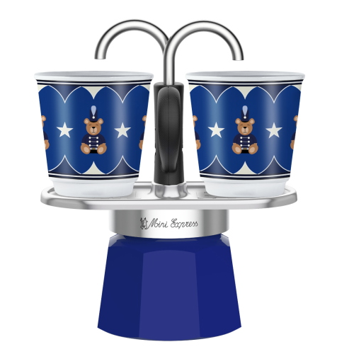 Bialetti 0005349 caffettiera manuale Moka Nero, Blu, Acciaio inox 2 tazze