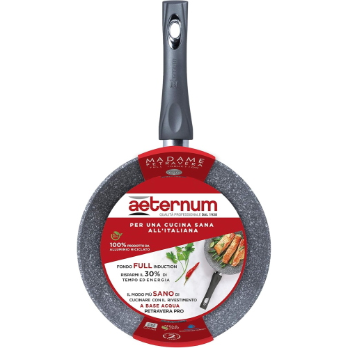 Aeternum Bialetti Madame Petravera 3.0, Padella Antiaderente, Ideale per Induzione 26cm Grigio