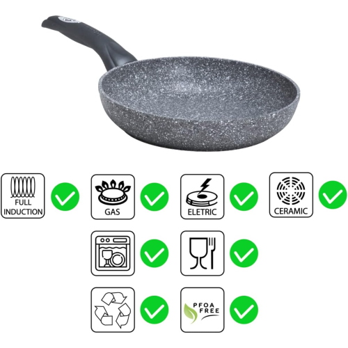 Aeternum Bialetti Madame Petravera 3.0, Padella Antiaderente, Ideale per Induzione 26cm Grigio