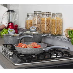 Bialetti Aeternum, Madame Petravera 3.0, Pentola Antiaderente, Ideale per Induzione, 24cm Grigio