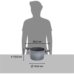 Bialetti Aeternum, Madame Petravera 3.0, Pentola Antiaderente, Ideale per Induzione, 24cm Grigio