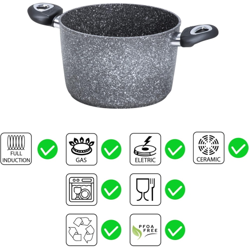 Bialetti Aeternum, Madame Petravera 3.0, Pentola Antiaderente, Ideale per Induzione, 24cm Grigio