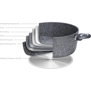 Bialetti Aeternum, Madame Petravera 3.0, Pentola Antiaderente, Ideale per Induzione, 24cm Grigio