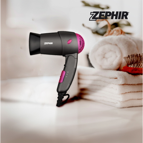 Zephir ZHB1200 Asciugacapelli Pieghevole da Viaggio 1200W