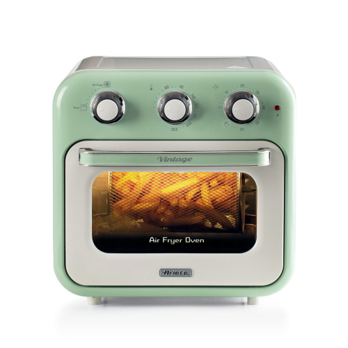 Ariete 4632 Friggitrice ad aria e forno Vintage, 1400W, 2in1, Capacità 16L, Accessori inclusi Timer 60 minuti, Doppio vetro, Verde