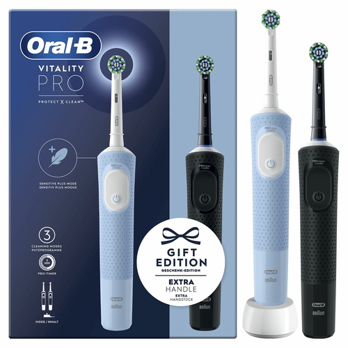 Braun Oral-B Vitality Pro Duo Adulto Spazzolino rotante-oscillante Nero, Blu, Bianco