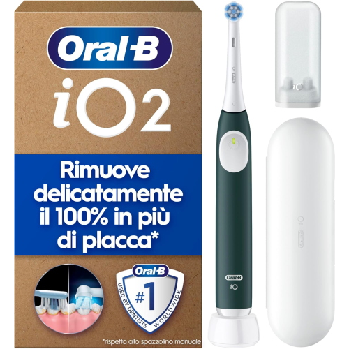 Braun Oral-B iO 2 Spazzolino Elettrico Verde, 1 Testine Di Ricambio