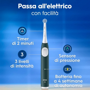 Braun Oral-B iO 2 Spazzolino Elettrico Verde, 1 Testine Di Ricambio