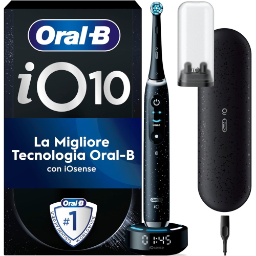 Braun Oral-B iO 10 Spazzolino Elettrico Ricaricabile Nero 1 Testina, Custodia Da Viaggio