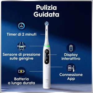 Braun Oral-B iO 6N Spazzolino Elettrico Ricaricabile sensore di pressione Display Interattivo, Intelligenza Artificiale