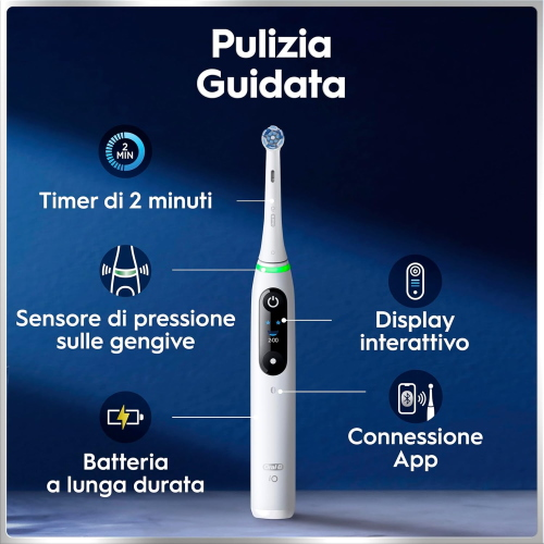Braun Oral-B iO 6N Spazzolino Elettrico Ricaricabile sensore di pressione Display Interattivo, Intelligenza Artificiale