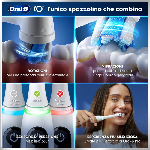 Braun Oral-B iO 6N Spazzolino Elettrico Ricaricabile sensore di pressione Display Interattivo, Intelligenza Artificiale
