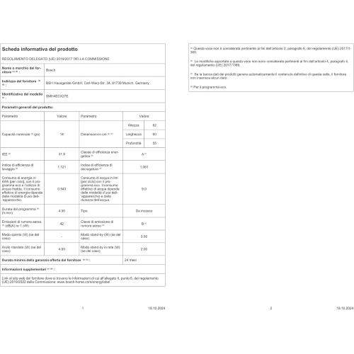 Bosch SMH4ECX27E Serie 4 Lavastoviglie incasso a scomparsa totale Classe A 14 coperti 8 programmi