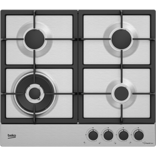 Beko HIAW64225SXE: Piano cottura a Gas con PractiClean, 3 Bruciatori + 1 Wok, 60 cm