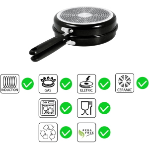 Bialetti Aeternum, Black Pearl, Girafrittata Alto Antiaderente, Diametro 24cm Induzione, Alluminio, Nero