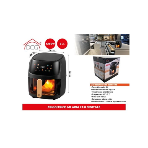 DCG FR3608BD Friggitrice Ad Aria 8Lt. Max 200° 1350W