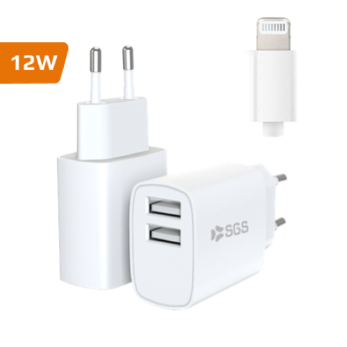 SGS STCDUALLGT Caricatore Per Iphone Con Cavo Da 1,2m 2XUSB 12W