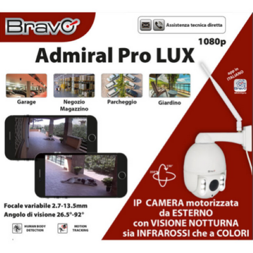 Bravo ADMIRAL PRO LUX Camera Da Esterno Visione Notturna 1080p Motorizzata