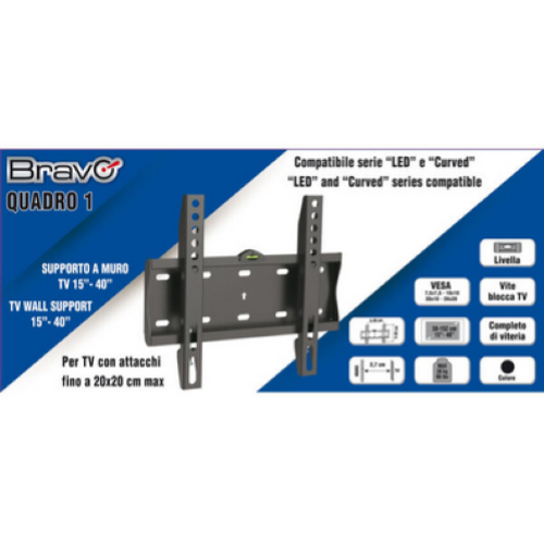 Bravo QUADRO 1 Staffa A Parete 15"-40" 30Kg