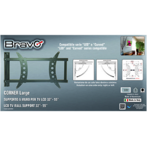 Bravo CORNER LARGE Staffa A Parete 32"-55" 30Kg